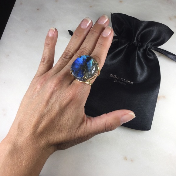 Statement Maxi Labradorite Ring 18k gold plated - Picture 4 of 4